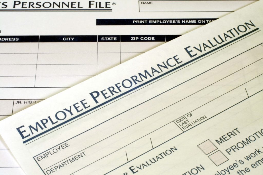 this is a close up image of an employee performance evaluation.