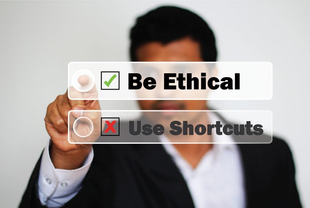 Male Professional Choosing to be ethical instead of using shortcuts